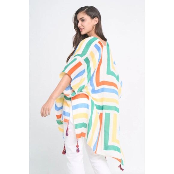 Do Everything In Love Abstract Kimono – Tassel Trim, Lightweight Boho Layer, OS - Picture 11 of 16